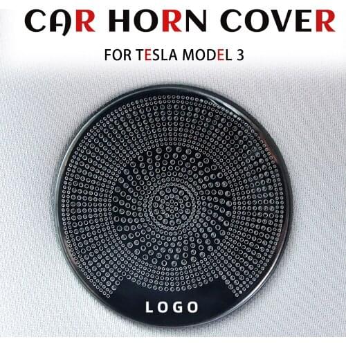 For Tesla Model 3 2017-2021 Accessories Front Column Roof Horn Hood Model 3 Speaker Cover Decorative Sequins 2 PCS