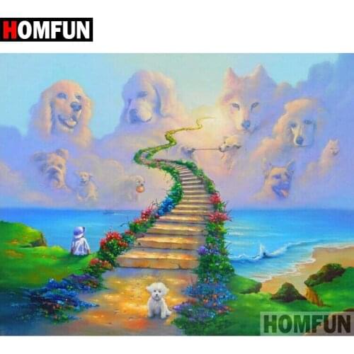 HOMFUN 5D DIY Diamond Painting Full Square/Round Drill "Road dog" 3D Embroidery Cross Stitch gift Home Decor A02524