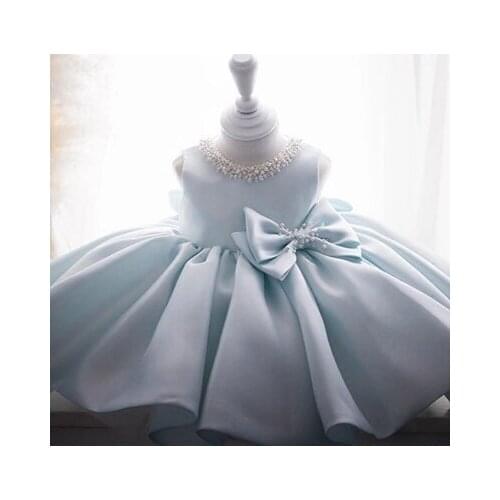 Newborn Baby Girl Gown for Baptism Christening Birthday Infant Dresses Beaded Tulle Bow party Prom Toddler Girl Party Dresses