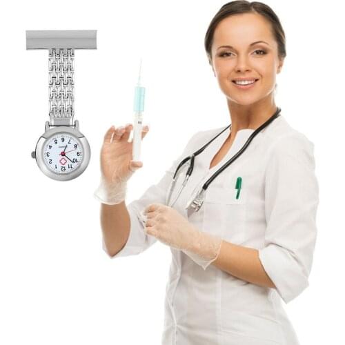 Women Man Cute Sweet Stainless Steel Arabic Numerals Mechanical Round Shape Quartz Brooch Doctor Nurse Pocket Watch