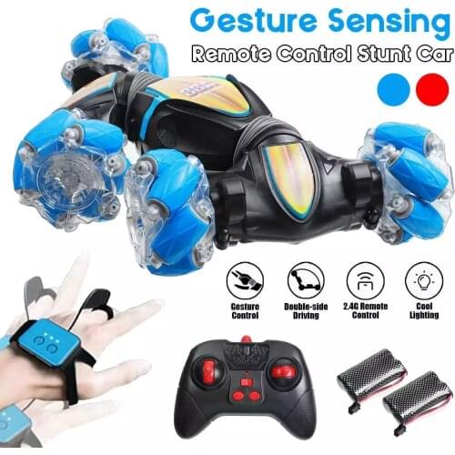 Watch Remote Control Stunt Car Gesture Induction Twisting Off-Road Vehicle Light Music Drift Dancing RC Toy Gift for Kids