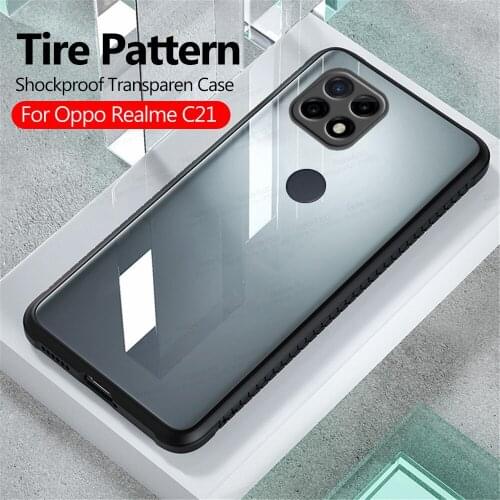 For Oppo Realme C21 Case Tire Pattern Transparent Phone Cover Realmi Realmy C 21 RealmeC21 Camera Shockproof Protection Coque