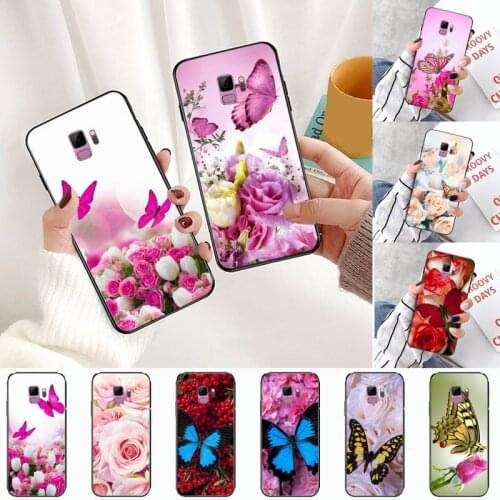 Butterfly roses flower Phone Case For Samsung Galaxy S5 S6 S7 S8 S9 S10 S10e S20 edge plus lite