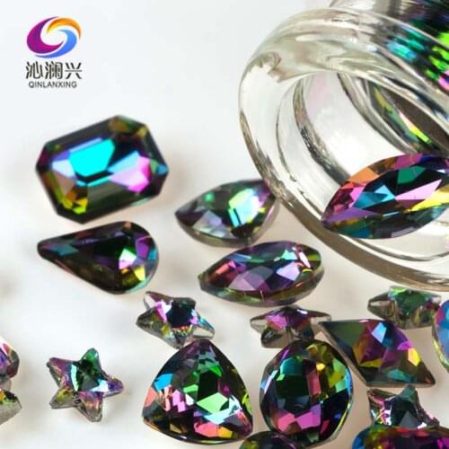 Flame color pointback rhinestone,3D top quality Glass Crystal loose stones for nail art/diy/jewelry accessories 50pcs/bag