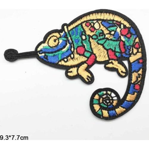 Colorful Chameleon Animal Iron On Patches Embroidered Clothes Patch For Clothing Clothes Woman Girl Garment Apparel Accessories