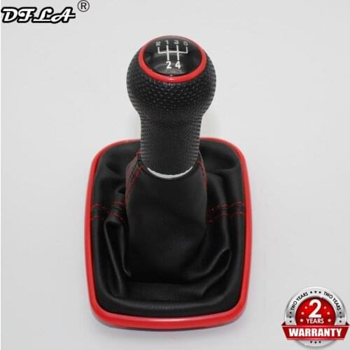 For Seat Leon 2000 2001 Toledo 1999 2000 2001 Car-Styling Car 5 Speed 23mm Red Line Gear Stick Shift Knob With Leather Boot