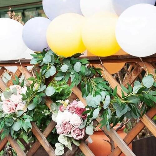 5Pcs Artificial Green Eucalyptus Willow Leaves Garland Vine Wedding Greenery Table Wall Green Leaves Decoration