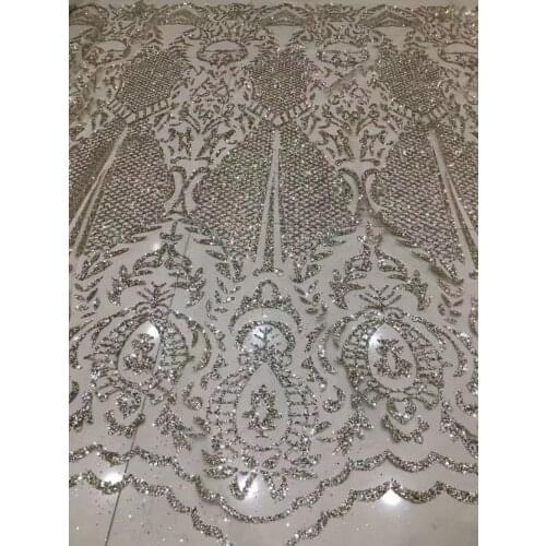 Glued glitter sequins L-112515 lace fabric Hot selling African French net tulle Lace Fabric for party