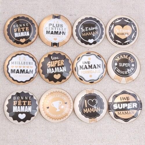 Onwear Mixed maman photo round glass cabochon 18mm 20mm 25mm 30mm diy flat back handmade jewelry findings for keychain pendant