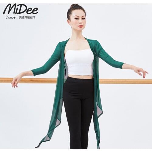 MiDee Classical Dance Top Costume Women Girls Three-quarter Long Sleeves Multi Way Wear Jumpsuit Casual Beach Sunscreen Jacket