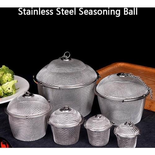 6 Sizes Durable Reusable Stainless Mesh Herbal Ball Tea Spice Strainer Teakettle Locking Tea Filter Infuser Spice Kitchen Tools