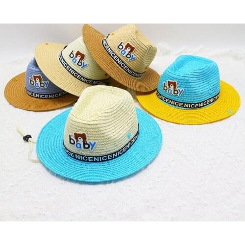 2021 New Summer Hats for Kids Girls Boy Baby Jazz Hat Outdoor Sun Straw Hat Wide Brim Cap Sombreros De Sol Accessories Top Caps