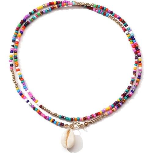 2021 New Bead Shell Pendant Necklace for Women Choker Necklace Goth Boho Vintage Collier Femme Fashion Summer Jewelry