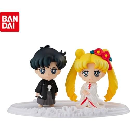 Bandai Genuine Limited Set Candy Toy Sailor Moon Q Version Chiba Mamoru & Sailor Moon Anime Action Figures Model Toy Ornaments