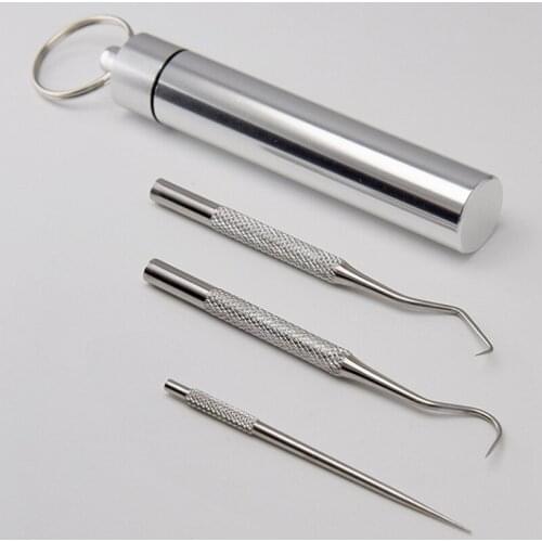 Outdoor Portable Toothpick Set Stainless Steel Toothpick And Toothpick Holder Portable Rust-resistance Tooth Pick Tools