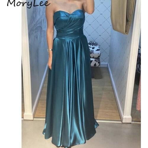 Prom Dresses 2021 Newest Sweetheart A-Line High Quality Satin Pleated Prom Dresses With Zipper vestidos de fiesta de noche