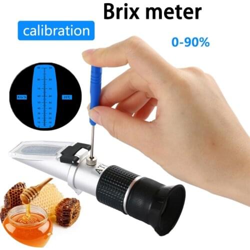 Brix meter concentration meter Refractometer Wide-range 0-90%Honey Bees Sugar Food Beverages ATC Content Beekeeping Meter Tool