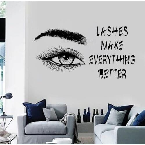 Lashes Make Everything Better Vinly Wall Decal Sticker Eyebrows Lashes Beauty Salon Wall Mural Interior Wall Art Poster LL193