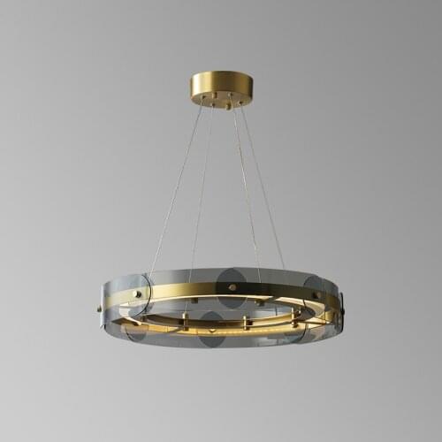 Postmodern Luxury Copper Simple Chandelier For Bedroom Dining Room Restaurant Art Home Led Luminaires Creative Ring Hanging Lamp