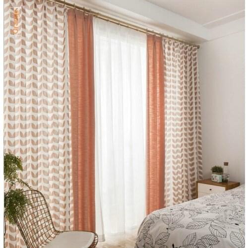 Pastoral Style Leaves Printed Curtains Cotton Linen Patchwork Drapes Sheer Tulle for Living Room Bedroom Window Treatment 4color