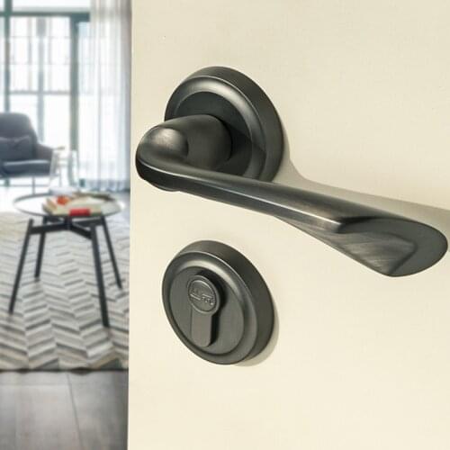 Modern Pure Copper Security Door Lock Bedroom Mute Door Handle Lock Indoor High Quality Universal Solid Lock Furniture Hardware