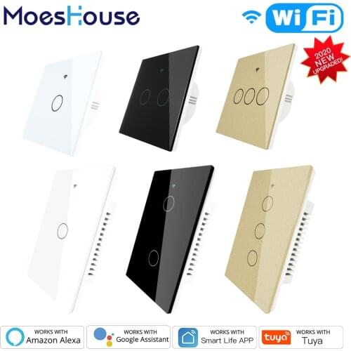 2020 NEW WiFi RF433 Smart Touch Switch 2/3 Way Smart Life/Tuya App Control,Alexa Google Home Voice Control 1/2/3/4 Gang EU US