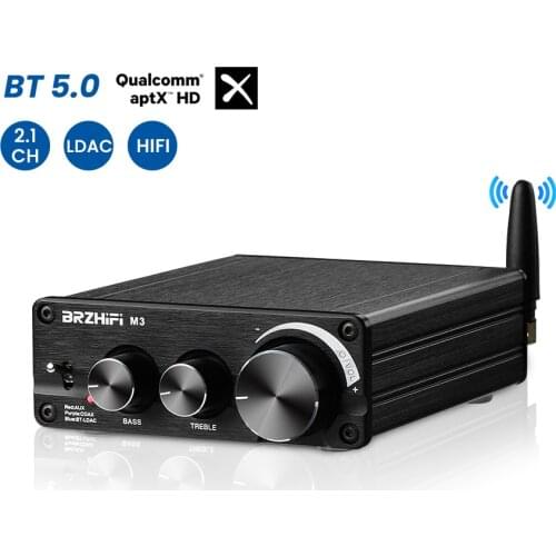 BRZHIFI Bluetooth 5.0 QCC5125 MA12070 Amplifier 2*80W 2.0 Power HD Audio AUX APTX APTX-HD HiFi Mini Amp DIY Stereo Home Theater