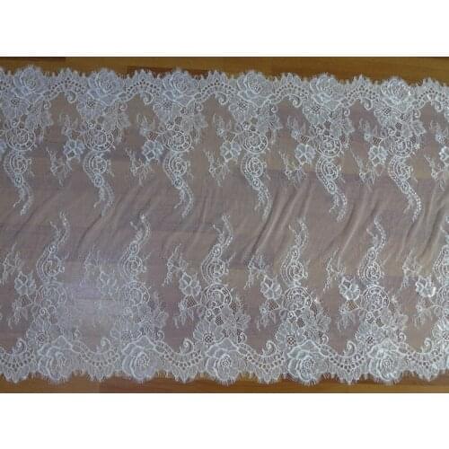 Gorgeous White Eyelash French Style Lace Trim Chantilly Lace Trimming 58CM Width Good For Dress Sewing