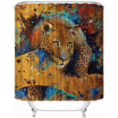 Musife Custom Leopard Flower Shower Curtain Cartoon Waterproof Polyester Fabric Bathroom With Hooks DIY Home Decor