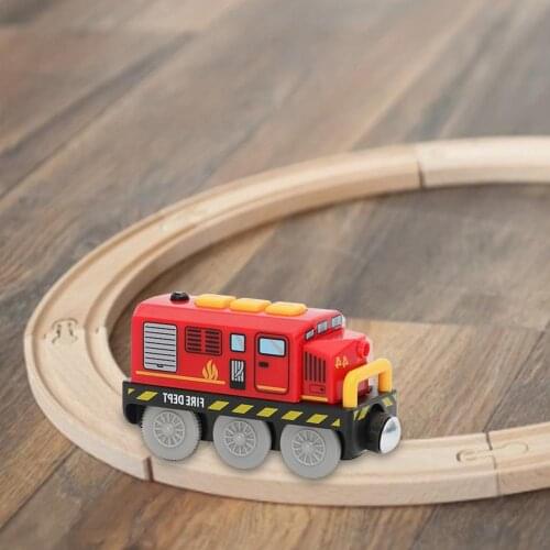 Railway Locomotive Magnetically Connected Electric Train Toys Magnetic Track Red Train Compatible With Wooden Track Railway Gift