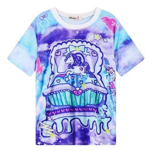 Women Summer Harajuku T-Shirts Korea Street Style Casual Cartoon Tees for Teens Girls Kawaii Short Sleeve Shirt Female Tops
