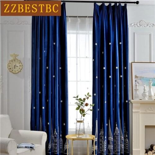 ZZBESTBC Luxury Blue Green Velvet Embroidered Living Room Bedroom Curtain High Quality Childrens Room Flat Window Curtain