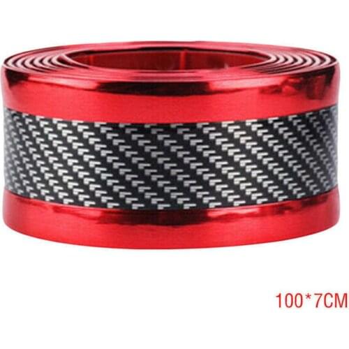 1M* 7CM Car Trim Bumper Strip DIY Door Sill Protector Edge Guard Car Stickers Carbon Fiber Rubber Moulding Strip Soft Black+ Red