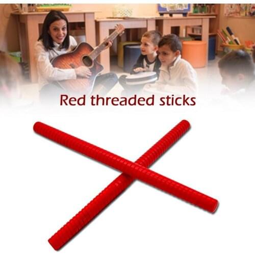 1 Pair Percussion Instruments Wooden Rhythm Sticks Red Thread Shape Design Makes It Comfortable To Grip Gift