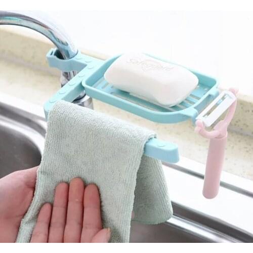 1pc Sponge Holder Dish Cloths Towel Rack Sink Around Faucet Sponge Drain Holder Clip Rag Storage Rack For Kitchen Bathroom