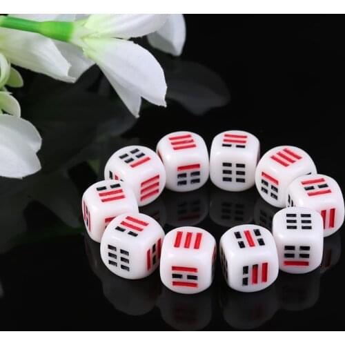10Pcs D6 Dices For Easy Fortune-Telling Guess Divination Dice Ba Gua Eight Trigrams Parts Accessory 16mm