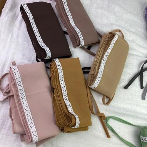 10pcs HIJABS MUSLIM BUBBLE CHIFFON LACE DESIGNER FREE USE ROPE STYLE WOMEN WRAP HEADBAND 20 COLOR