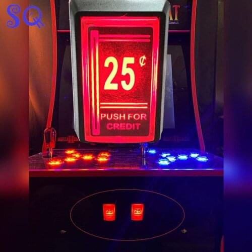 10pcs/lot €0.25 / 25 cents Push For Credit LED button Arcade game machine Rectangle 25￠ Button with led lamp with Micro Switch