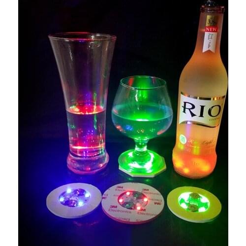 36PCS LED Bar Coaster Stickers Light Up Bar Coasters For Drinks Cup Holder Lights For Wine Liquor Bottle For Party Wedding Bar