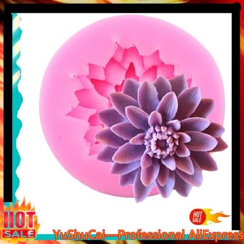3D Lotus chrysanthemum Flowers Wedding Cake Decorating Tools DIY Baking Fondant Silicone Mold Candle Soap Resin Clay Molds