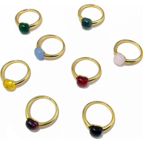 8 colors colorful stone ring cake shape design ring famous brand letter logo ring