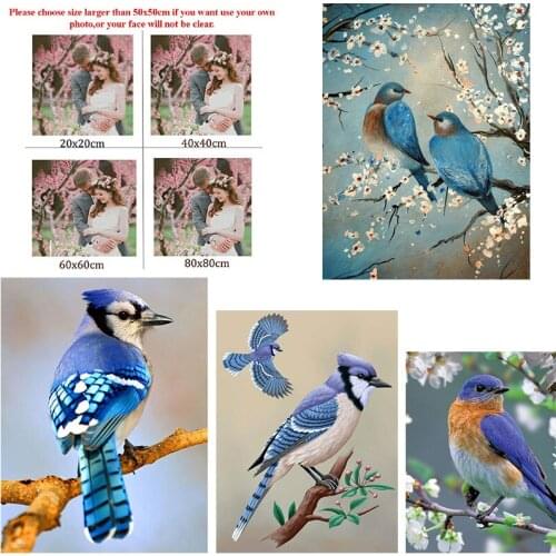 5D Diy Diamond Painting Animal Branch Bluebird Square Diamond Round Diamond Full Diamond Cross Stitc Mosaic Home Decora
