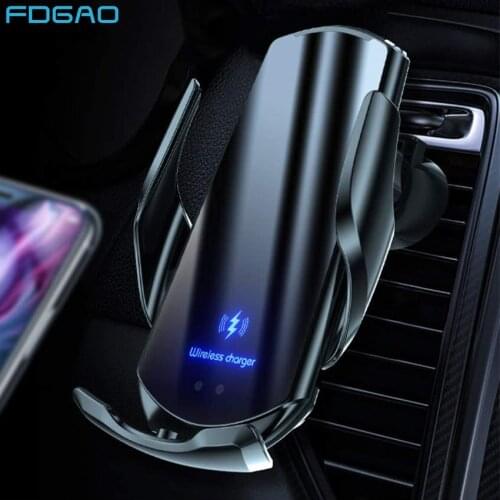 15W Fast Qi Car Wireless Charger for iPhone 12 11 XS XR 8 Samsung S21 S20 S10 Magnetic USB Automatic Clamping Phone Holder Mount