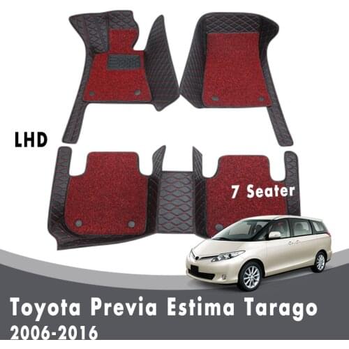 Car Floor Mats Luxury Double Layer Wire Loop For Toyota Previa Estima Tarago 2016-2006 (7 Seater) Protect Auto Styling Carpets