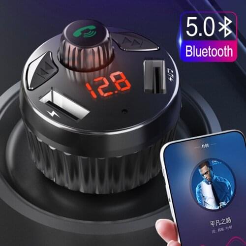 JINSERTA Car Mp3 Player Bluetooth 5.0 FM Transmitter Support U Disk Music Play Car Dual USB Charger Lossless Music Play