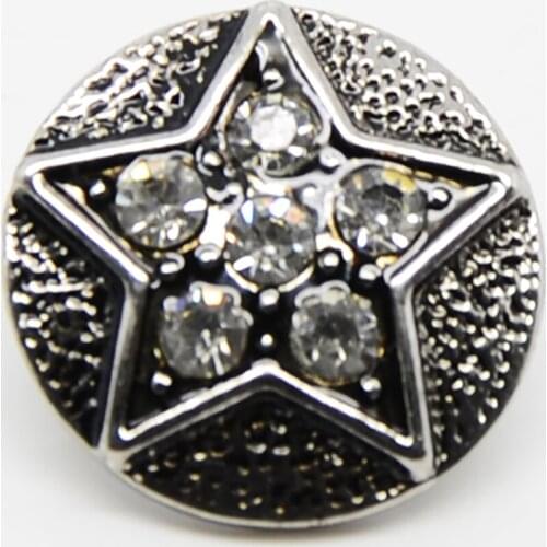 Shining Star Rhinestone Crystal Snap Button Beads Bracelet Charms