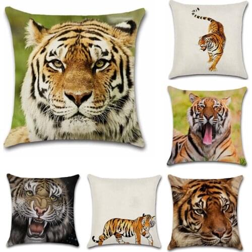King of forest animals Tiger printed Cushion Cover Decoration Home sofa chair seat kids bedroom gift friend present pillowcase