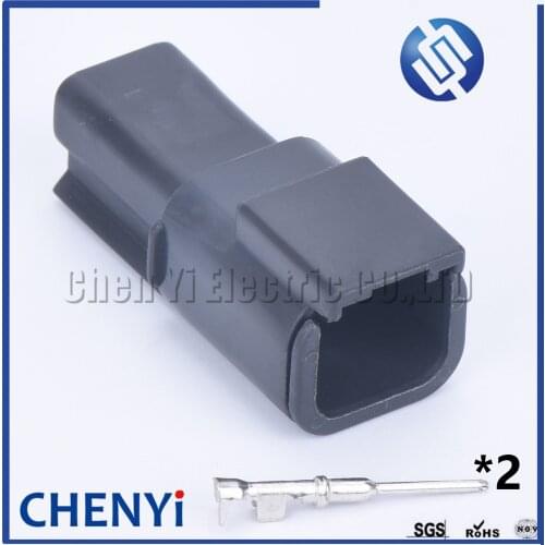 Black 1set 2 pin male 1.0 DTM series DTM04-2P automotive waterproof auto connector DTM04-2P-E004