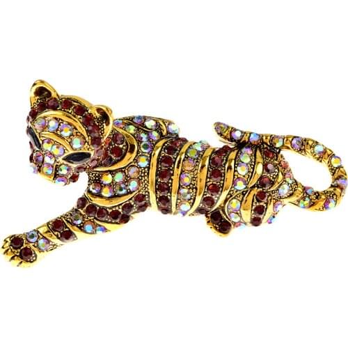 CINDY XIANG Cute Tiger Brooches For Men Vivid Wild Animal Leopard Rhinestone Pins Brooch Coat Jewelry Friends Christmas Gift