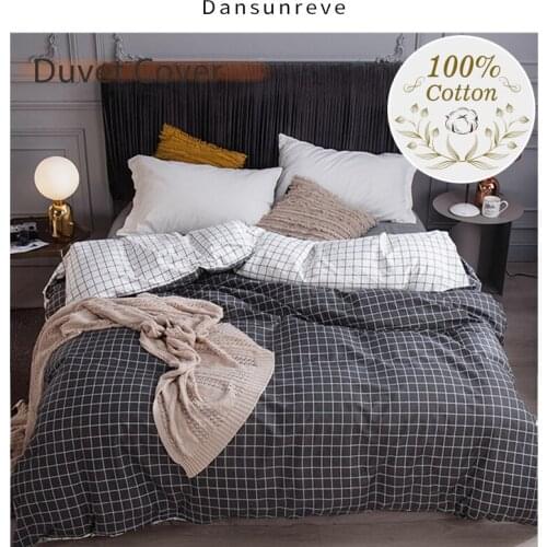 Dansunreve 1 Piece Geometric Unicorn Duvet Cover Plaid Printed Home Textile 100% Cotton Cozy Bedding Quilt Case Twin Queen King